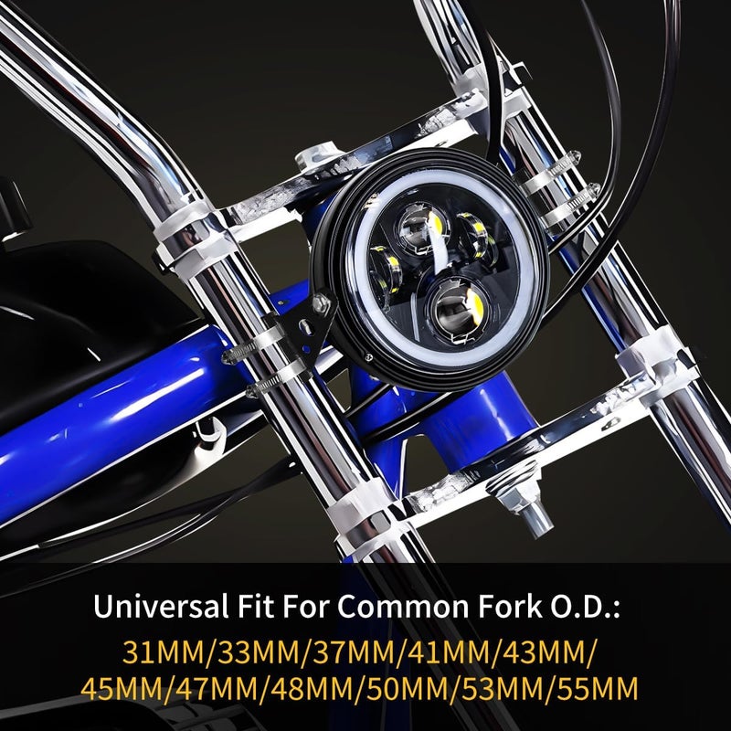 LEDOPPO Motorcycle Headlight Brackets With Clamps Fit Cafe Racer,Chopper,Bobber,Street Tracker,Scrambler Motorcycle with 27mm to 70mm O.D. Fork,7",5.75",5-3/4" Side Fork Mount Headlight Bracket - Image 4